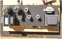 Chassis vue de dessus avec sa peinture vermiculée grise.